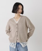 レースドッキングニットカーディガン