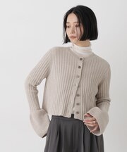ラメモールワイドリブ前後2WAYフレアスリーブニット(セットアップ可)