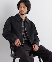 「ASSEMBLANC」 カシミヤブレンドリバーZIPブルゾン