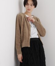 ミニフェザーヤーンニットクルーネックカーディガン