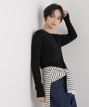 吸湿発熱クルーネックラウンドヘムロングスリーブTシャツ
