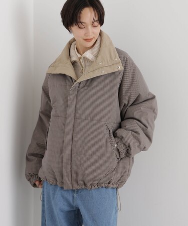 撥水加工 リバーシブルチェック中綿ブルゾン