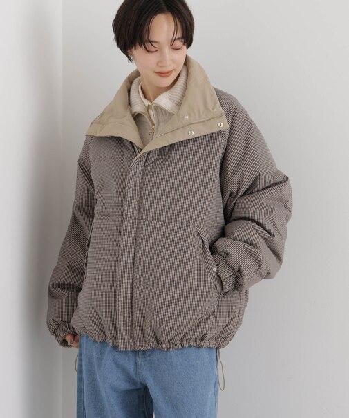 撥水加工 リバーシブルチェック中綿ブルゾン