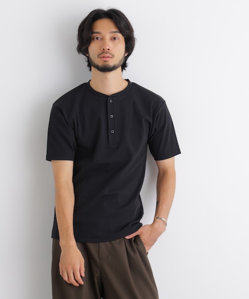 コンパクトヘンリーネックTシャツ 半袖