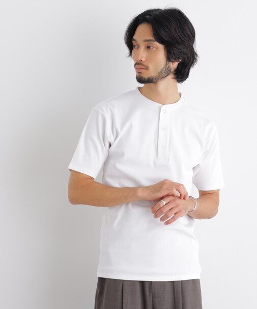 コンパクトヘンリーネックTシャツ 半袖