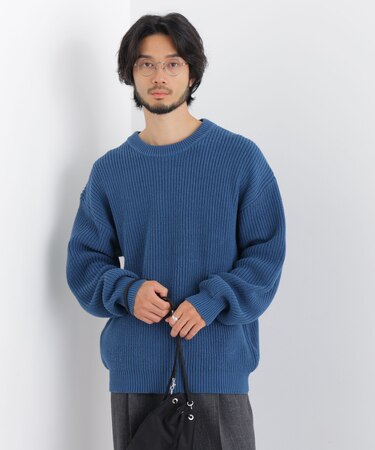 コットンMIXバルキークルーネックニット