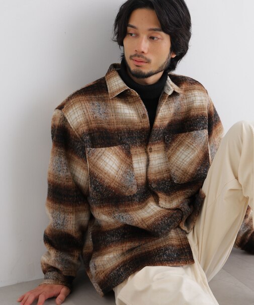 シャギーチェックシャツブルゾン