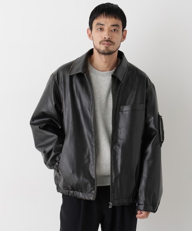 「SURPLUS」フェイクレザーフライトジャケット