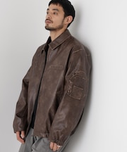 「SURPLUS」フェイクレザーフライトジャケット