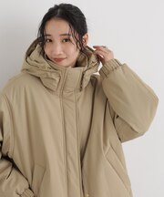 保温機能中綿&撥水加工 フード取り外し可ハーフブルゾン