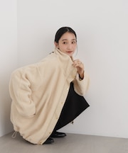 WEB限定/スタンドカラージップボアブルゾン