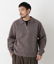 ファンシーヤーンハーフZIPニット 長袖