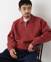 ファンシーヤーンハーフZIPニット 長袖