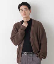 WEB限定/ワイドフィット畔編カーディガン