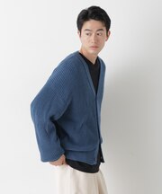 WEB限定/ワイドフィット畔編カーディガン
