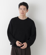 WEB限定／ワイドフィット畔編クルーネックニット