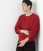 WEB限定／ワイドフィット畔編クルーネックニット