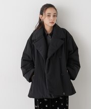 撥水加工ナイロンワッシャー中綿裾ドロストＷミドルコート