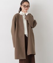 カットメルトンVネックノーカラーコート