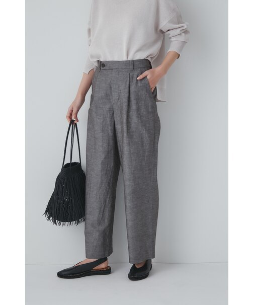 ◆綿麻シャンブレーセミワイドパンツ