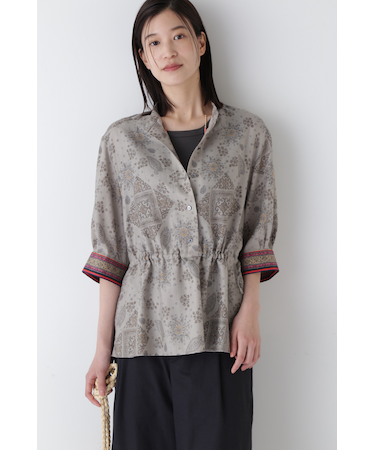 ◆モロッカンプリントウエストギャザーブラウス
