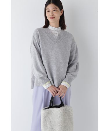 ◆ウールカシミヤＶネックニットプルオーバー