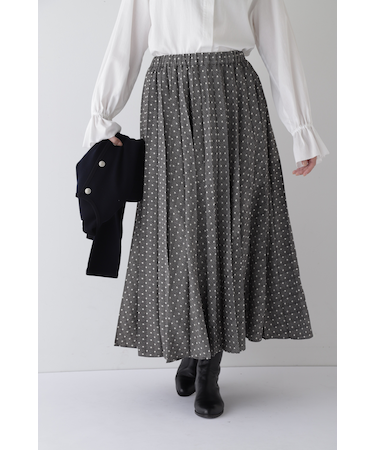 ◆デシンドットプリントアコーディオンプリーツスカート