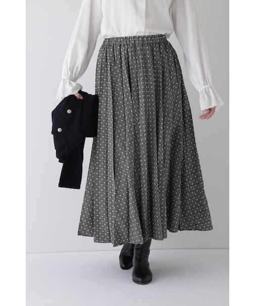 ◆デシンドットプリントアコーディオンプリーツスカート