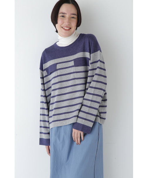 ◆梳毛ボーダープルオーバー