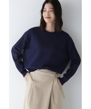 ◆レースドッキングニットプルオーバー