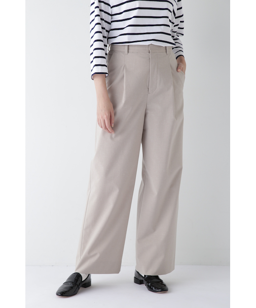 ◆Ｐレーヨン麻ポプリンマーベルトセミワイドパンツ