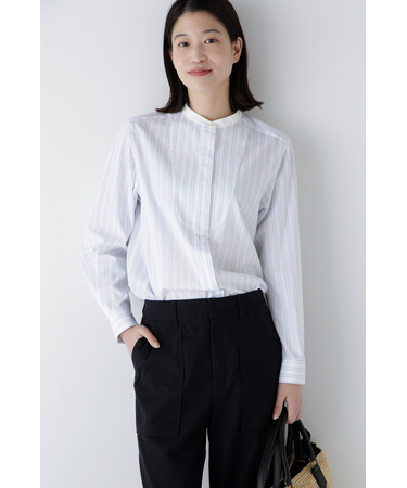◆コットンドビーストライプクレリックシャツ