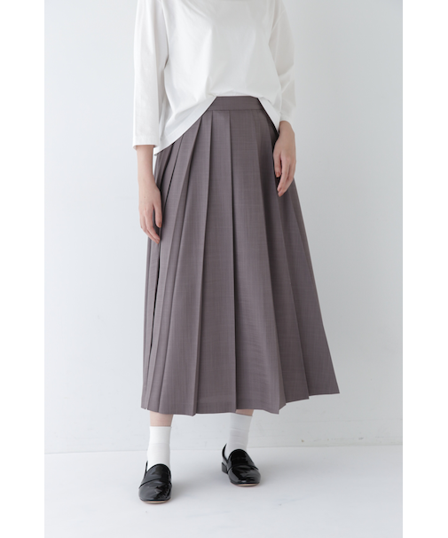 ◆リネンライクブッチャーランダムプリーツスカート