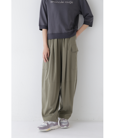 ◆キュプラポリエステル フィブリルサテンストレッチパンツ