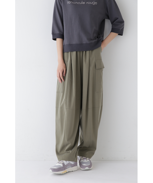 ◆キュプラポリエステル フィブリルサテンストレッチパンツ