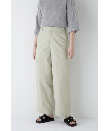 ◆綿麻シャンブレーセミワイドパンツ