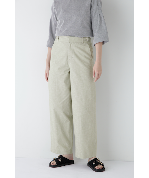 ◆綿麻シャンブレーセミワイドパンツ