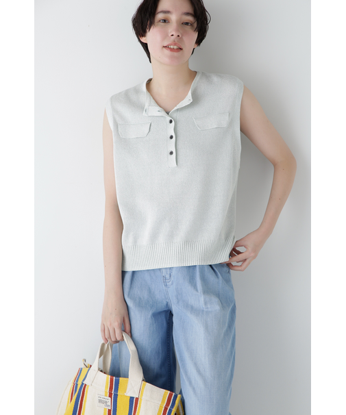 ◆ペーパーヤーンヘンリネックベスト