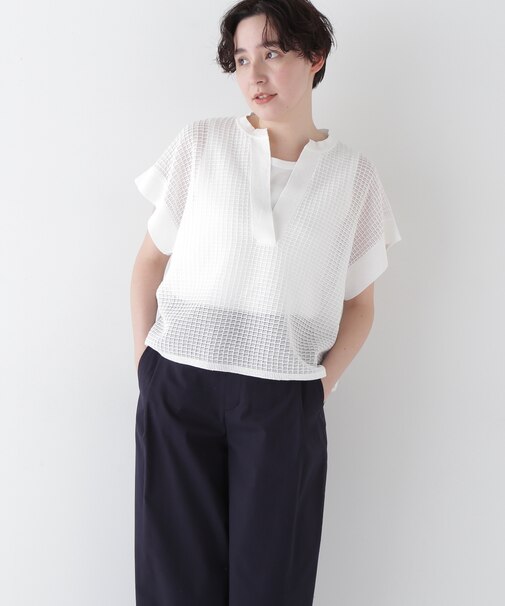 ◆コットンポリエステルシアーチェックスキッパー