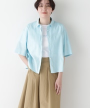 ◆コットンリネンシャンブレーハーフスリーブボックスシャツ
