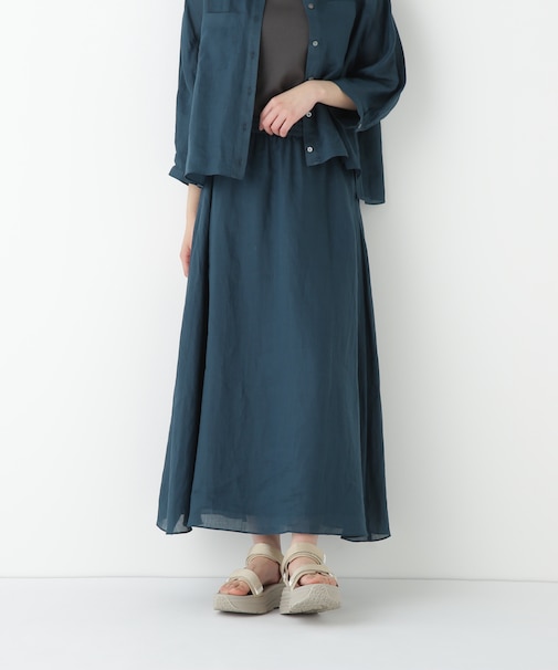 ◆ラミーサイドボックスタックギャザースカート