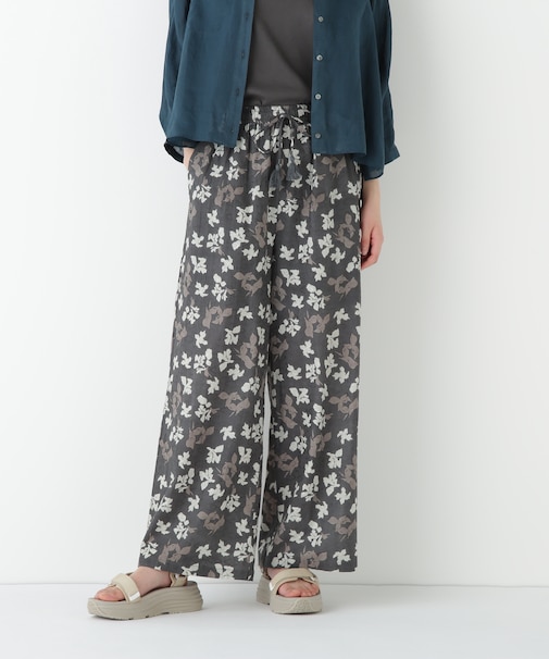 ◆インドドビーリーフプリントイージーセミワイドパンツ