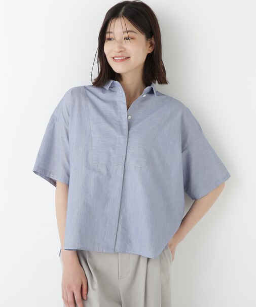 ◆コットンストライプボックスシャツ