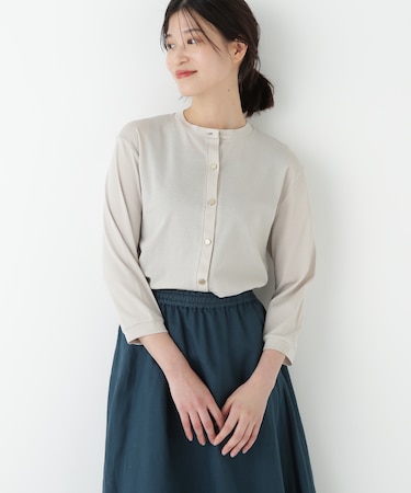 ◆クルーネックフライスカットソーカーディガン