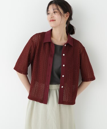 ◆クロッシェレース半袖シャツ