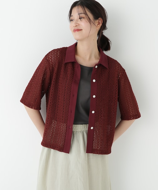 ◆クロッシェレース半袖シャツ