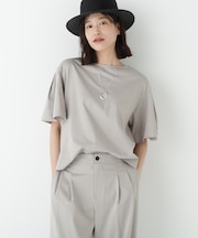 ◆プレーティング天竺タックスリーブボートネックプルオーバー