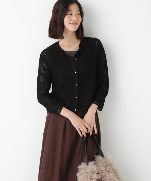 ◆透かしブークレニットカーディガン