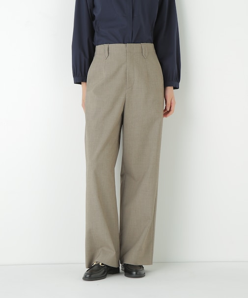 ◆強撚シャークスキンセミワイドパンツ