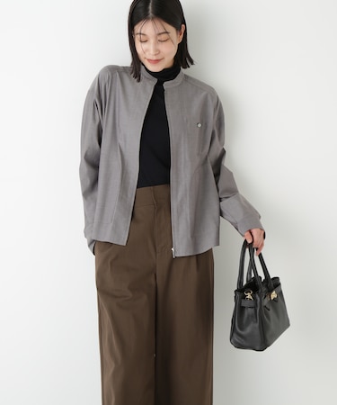 ◆ツイルストライプジップシャツブルゾン